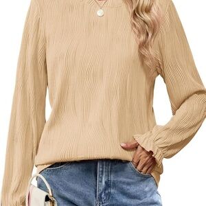 Women's Beige Long Sleeve Top